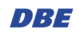 DBE written on a white background